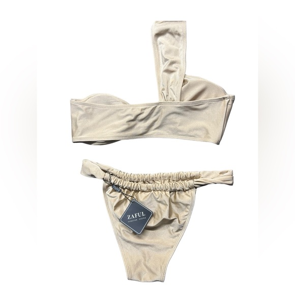 ZAFUL women’s gold one shoulder bikini swim set size L NWT - Picture 7 of 14